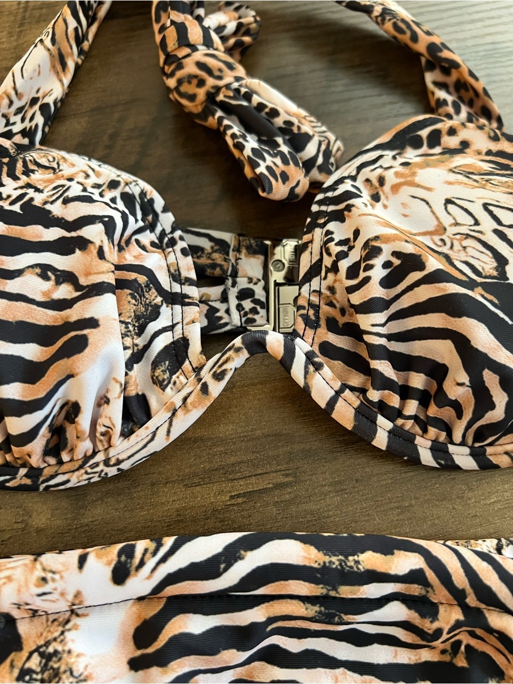 Leopard Zebra Animal Print Halter Underwire Bikini Set - Picture 3 of 8